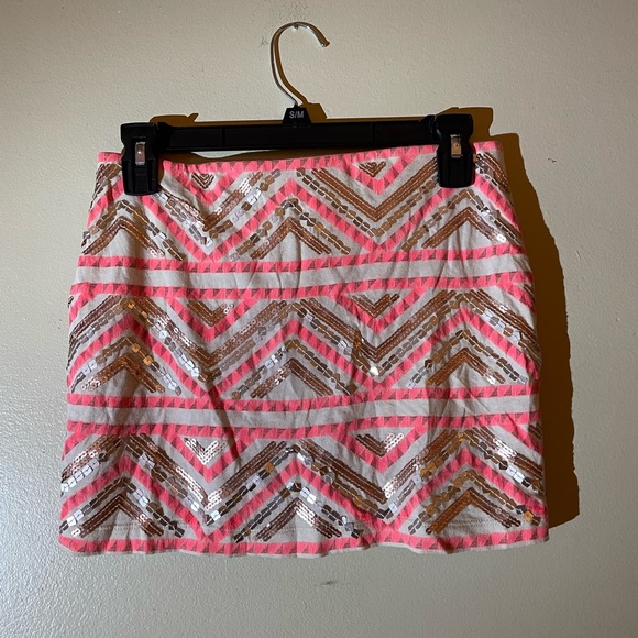 Express Aztec Sequin Mini Skirt - Picture 1 of 3